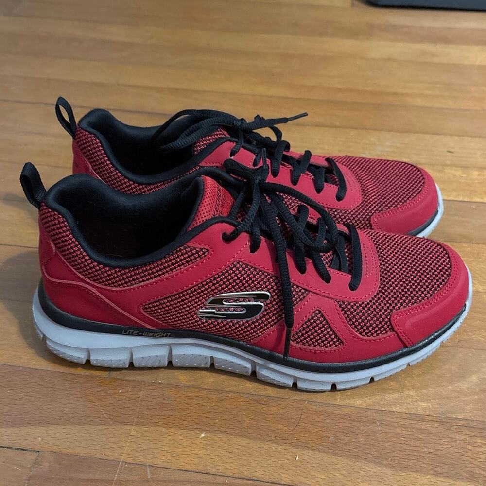 Skechers Men’s Size 9 Track Bucolo Athletic Trainers Sneakers Red Black